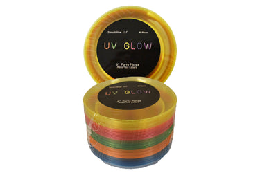 6 inch Neon UV Blacklight Reactive Glow Party Plates- 40 Count